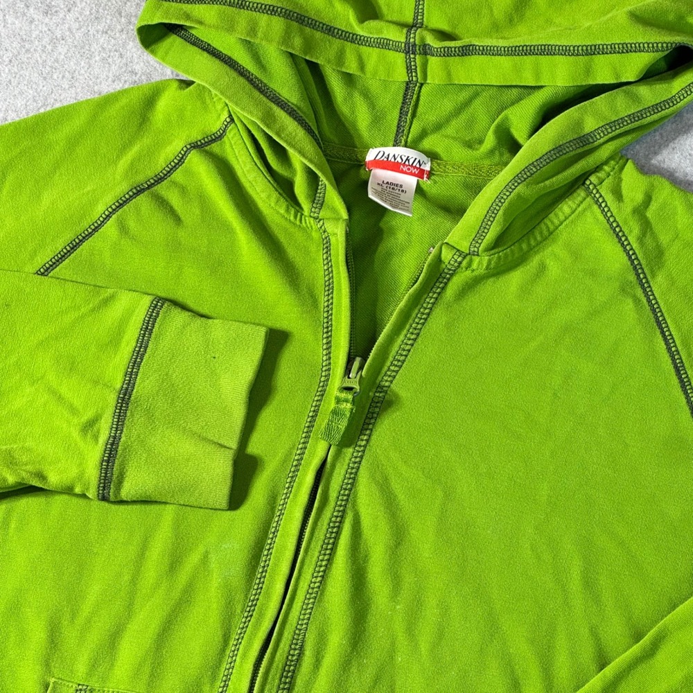 Danskin Now Green Apple Full Zip Hoodie Ladies XL DN5534720 Cotton Blend Active